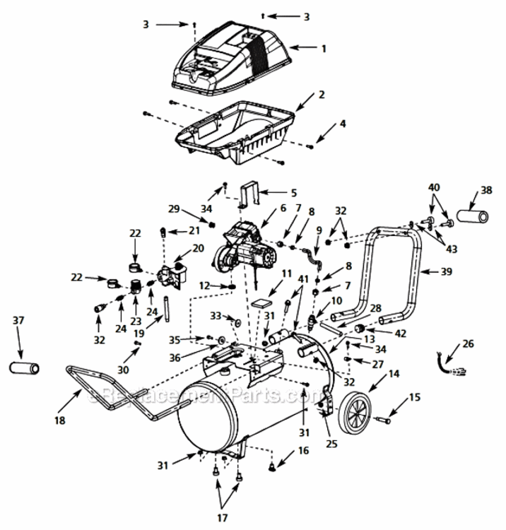 Page A Diagram and Parts List for WL650003  Campbell Hausfeld Compressor